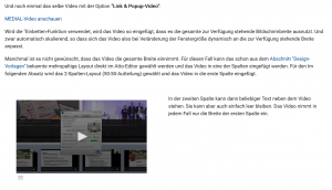 Medial Link in Moodle Umgebung und Darstellung von kleinen Videos in Spalten