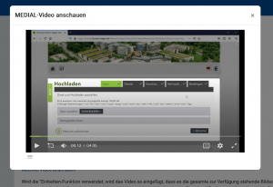 Popup Video in Moodle mit ausgegrautem Hintergrund
